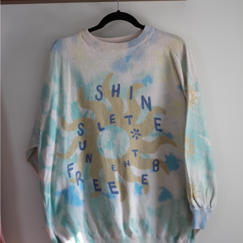 Free People Colorful Sun Graphic Sweater 100% cotton